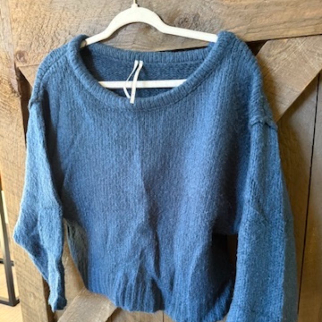 By Anthropologie Blue Boatneck Sweater